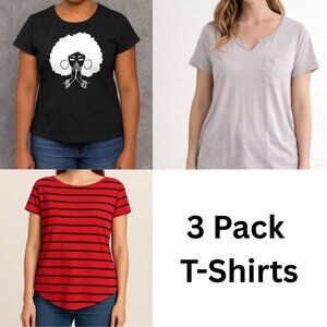 NEW - Lot of 3 Express Graphic Basic T-Shirt Top Tee  Women Size M Short Sleeve